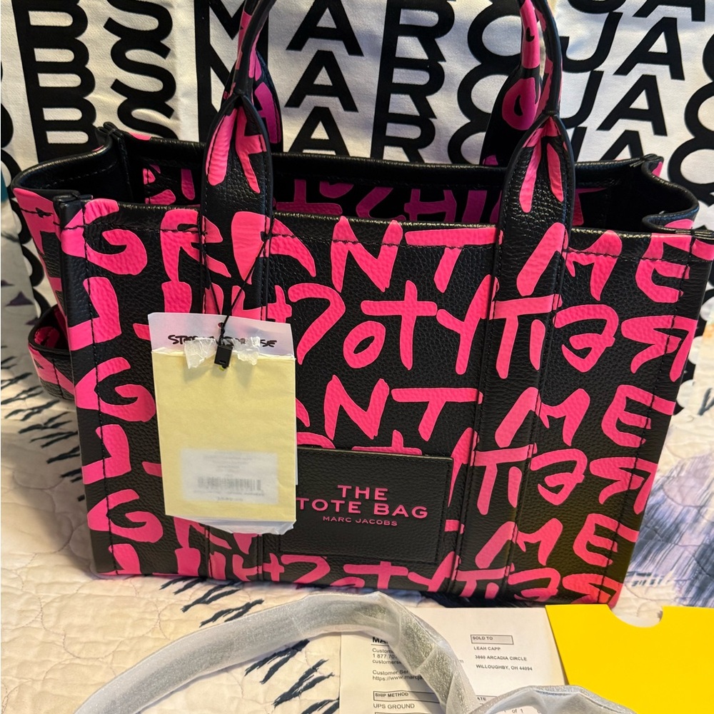 Marc Jacobs Pink and Black Tote Bag
